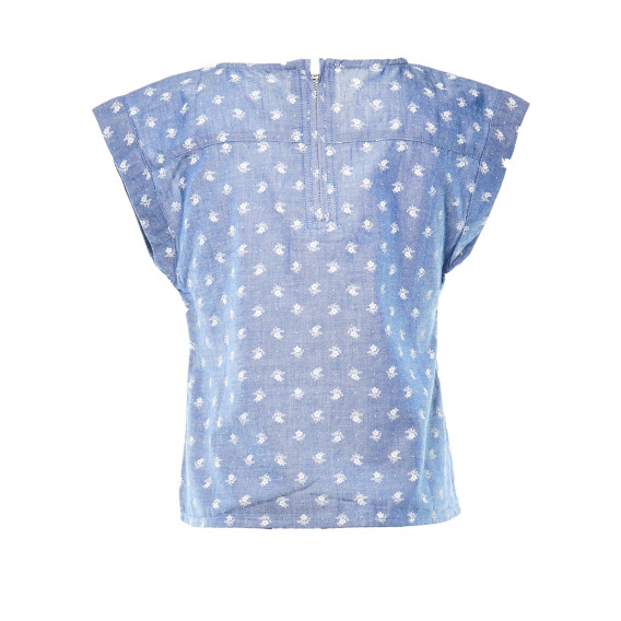 Tricou albastru din bumbac, cu imprimeu floral, pentru o fată Benetton 166857 2