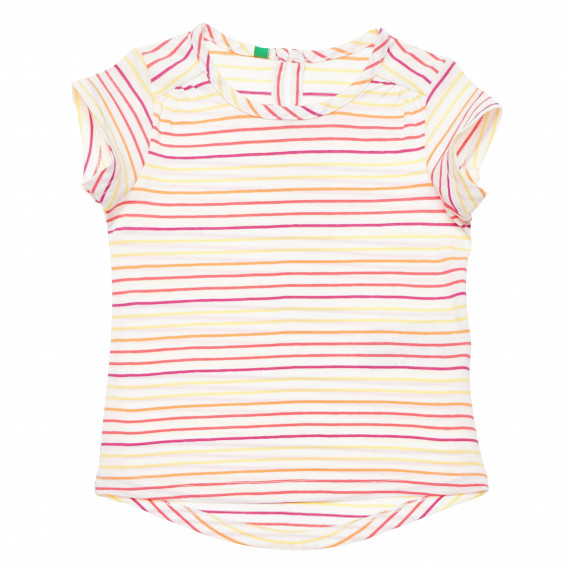Tricou din bumbac cu dungi multicolore, pentru o fată Benetton 167012 