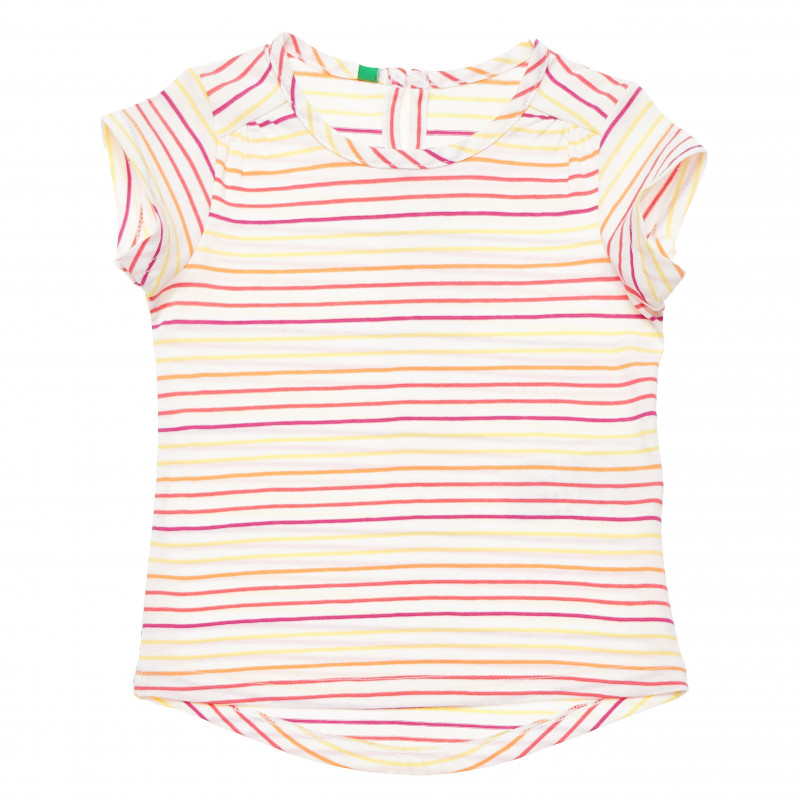 Tricou din bumbac cu dungi multicolore, pentru o fată  167012