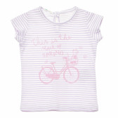 Tricou din bumbac cu dungi, pentru o fată, model bicicletă Benetton 167058 