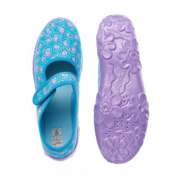 Papuci pentru fete cu benzi velcro și imprimeu inimi colorate Superfit 16715 3