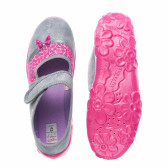 Papuci gri pentru fete, cu flori roz pe tălpi Superfit 16717 3