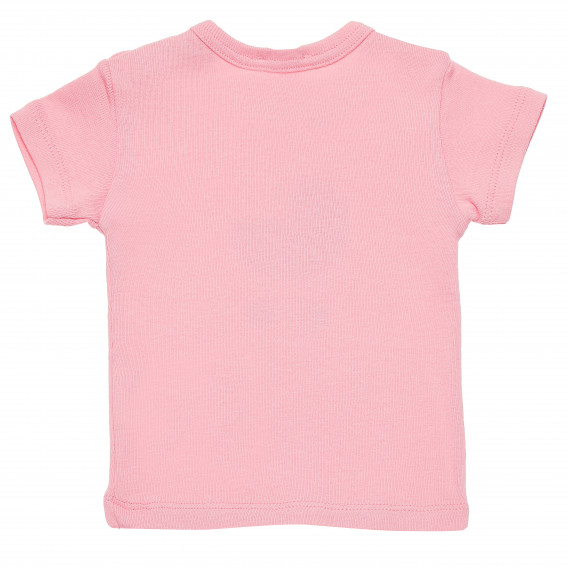 Tricou roz din bumbac pentru o fată, model cărucior Benetton 167176 4