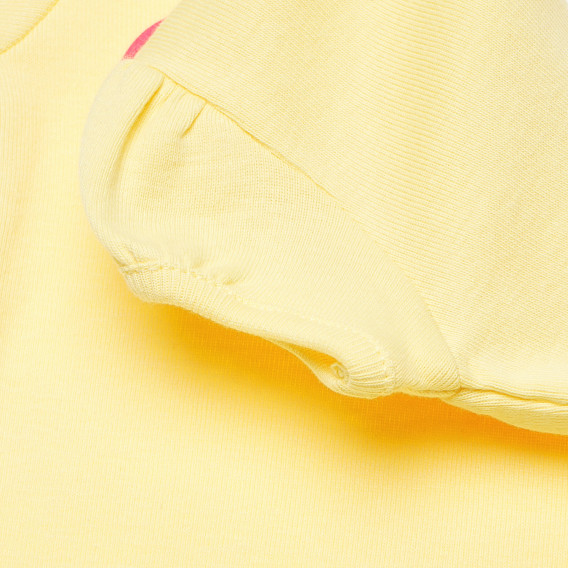 Tricou galben de bumbac pentru o fată, față zâmbitoare Benetton 167532 3