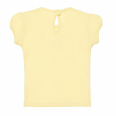 Tricou galben de bumbac pentru o fată, față zâmbitoare Benetton 167533 4