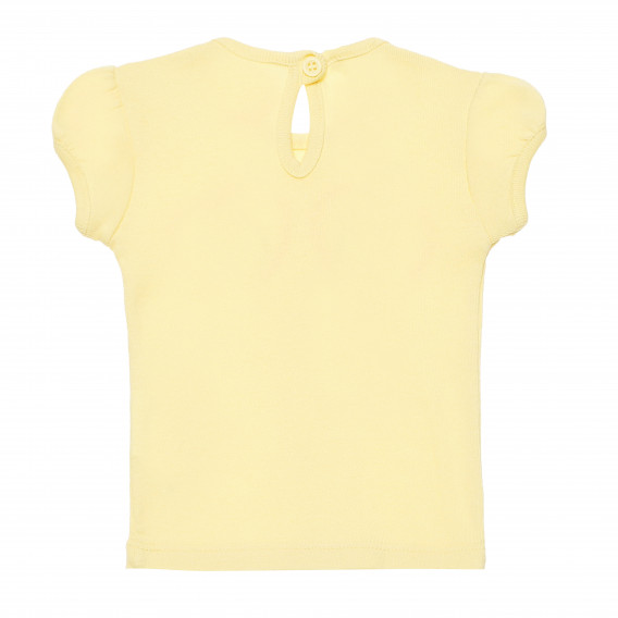 Tricou galben de bumbac pentru o fată, față zâmbitoare Benetton 167533 4