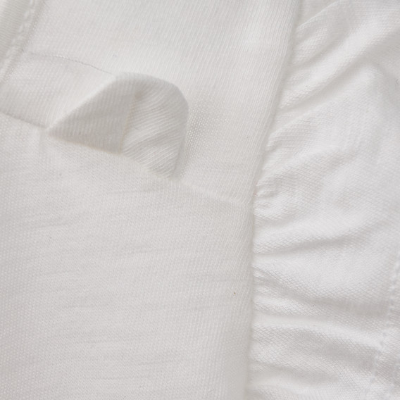 Tricou din bumbac în alb pentru o fată, model cu pisică Benetton 167668 2