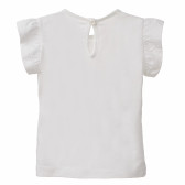 Tricou din bumbac în alb pentru o fată, model cu pisică Benetton 167670 4