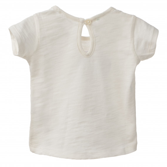 Tricou din bumbac pentru o fată, alb cu inimă Benetton 167683 2