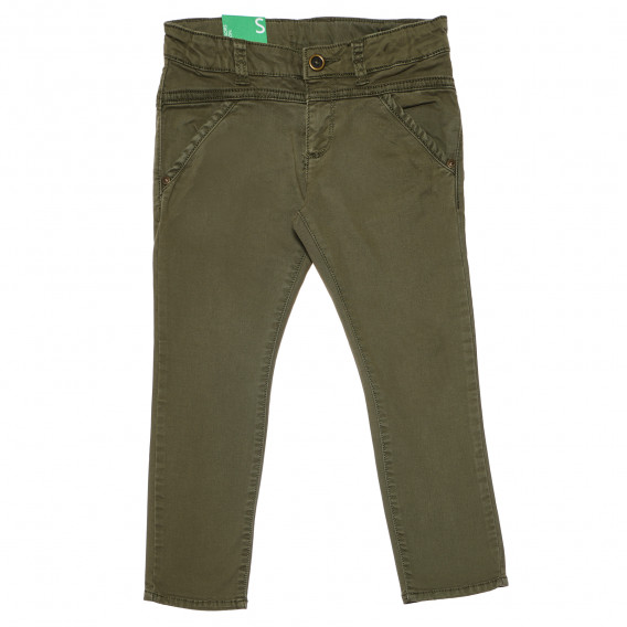 Pantaloni de bumbac în verde, pentru o fată Benetton 167691 