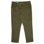 Pantaloni de bumbac cu șnur, în verde, pentru o fată Benetton 167737 