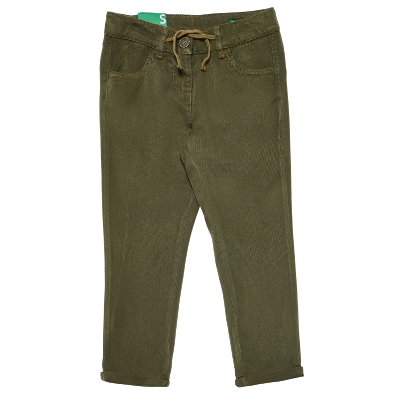 Pantaloni de bumbac cu șnur, în verde, pentru o fată  167737