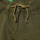 Pantaloni de bumbac cu șnur, în verde, pentru o fată Benetton 167738 2