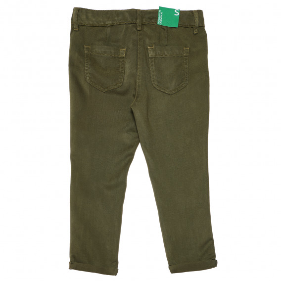 Pantaloni de bumbac cu șnur, în verde, pentru o fată Benetton 167741 4