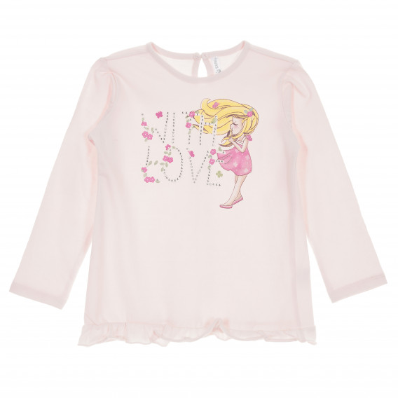 Bluză cu mâneci lungi, pentru fetițe, roz Idexe 167804 