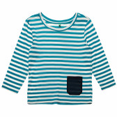 Bluză cu mâneci lungi în dungi albe și albastre pentru fete Benetton 168036 