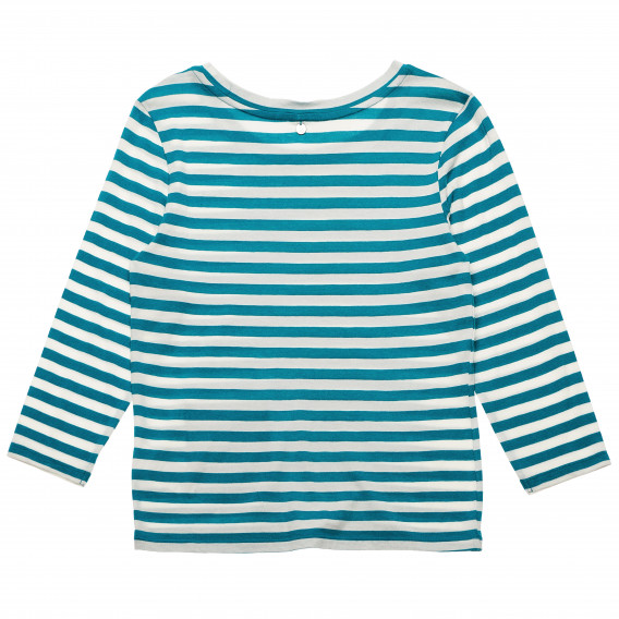 Bluză cu mâneci lungi în dungi albe și albastre pentru fete Benetton 168041 4