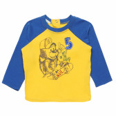 Bluză din bumbac cu mâneci lungi pentru băieți, albastru / galben Benetton 168083 