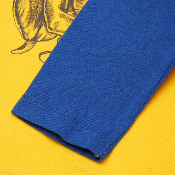 Bluză din bumbac cu mâneci lungi pentru băieți, albastru / galben Benetton 168086 3