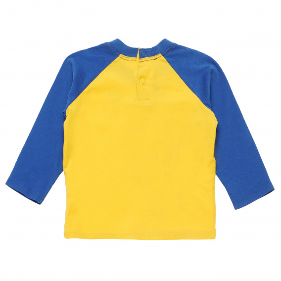 Bluză din bumbac cu mâneci lungi pentru băieți, albastru / galben Benetton 168087 4
