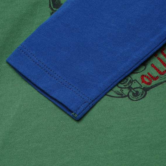 Bluză din bumbac cu mâneci lungi pentru băieți, verde / albastru Benetton 168092 3