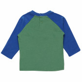 Bluză din bumbac cu mâneci lungi pentru băieți, verde / albastru Benetton 168094 4