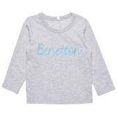 Bluză din bumbac cu mâneci lungi, gri pentru fete Benetton 168150 