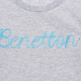 Bluză din bumbac cu mâneci lungi, gri pentru fete Benetton 168151 2