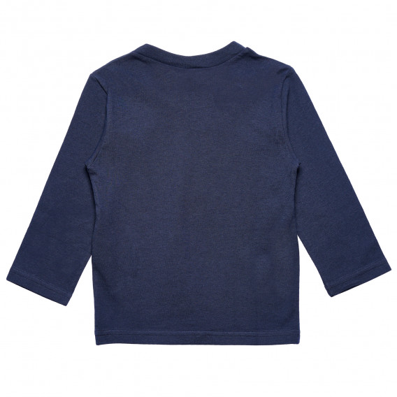 Bluză de bumbac cu mâneci lungi pentru băieți, bleumarin Benetton 168250 3