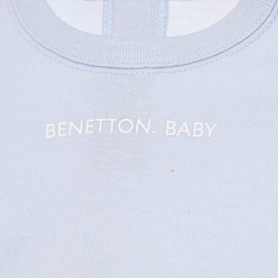 Bluză din bumbac cu mâneci lungi, albastru deschis Benetton 168286 3