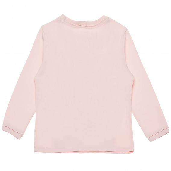 Bluză din bumbac cu imprimeu cu mâneci lungi, roz deschis pentru fete Benetton 168323 4