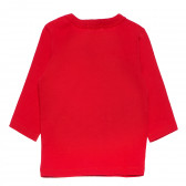 Bluză de bumbac cu mâneci lungi pentru băieți, roșie cu imprimeu Benetton 168347 4