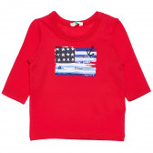 Bluză roșie, de bumbac cu mâneci lungi, pentru băieți Benetton 168348 
