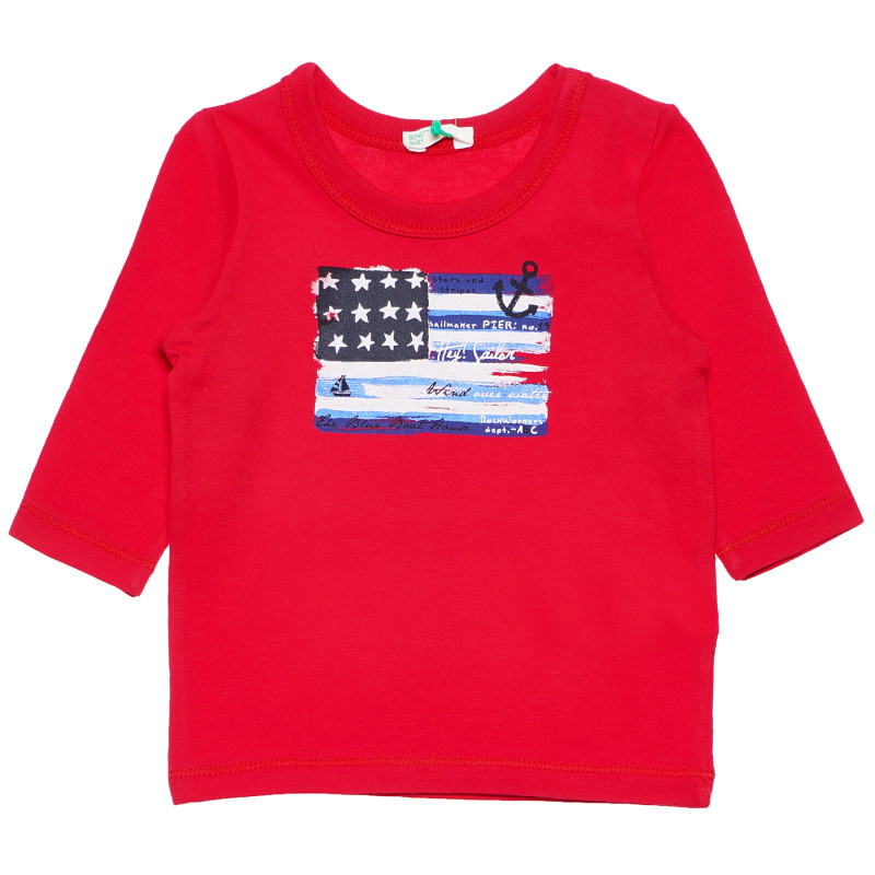 Bluză roșie, de bumbac cu mâneci lungi, pentru băieți  168348