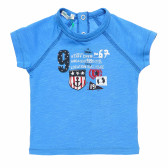 Tricou din bumbac albastru pentru copii cu imprimeu nautic Benetton 168428 