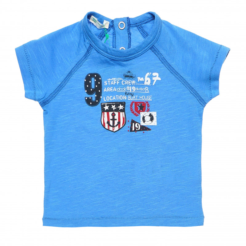 Tricou din bumbac albastru pentru copii cu imprimeu nautic  168428