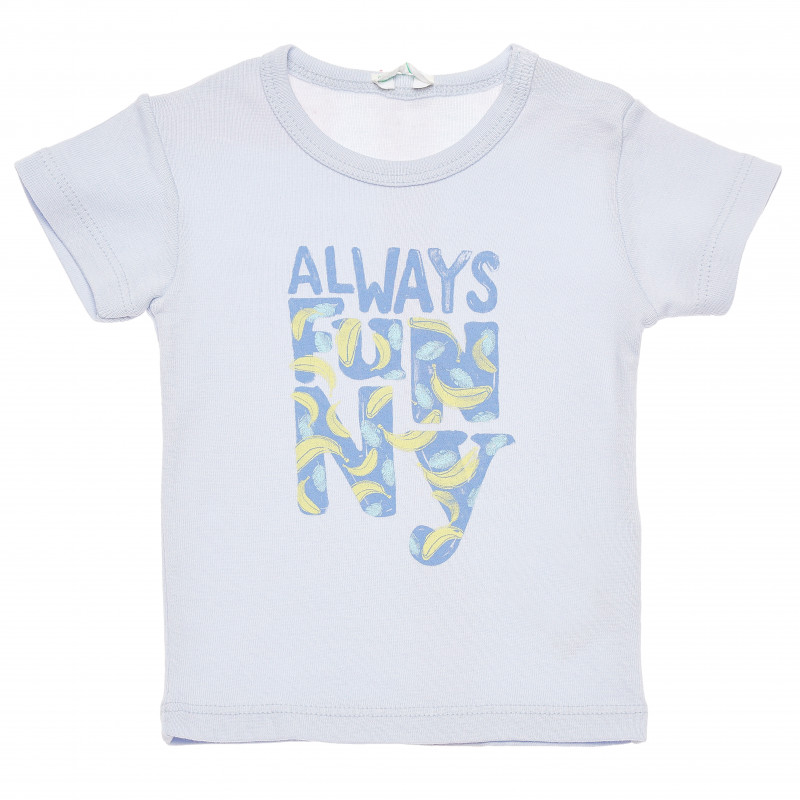 Tricou din bumbac pentru bebeluș, cu imprimeu albastru  168452
