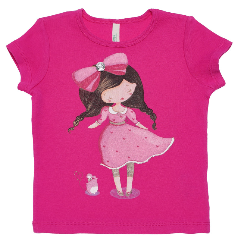 Tricou roz din bumbac pentru fetițe  168599