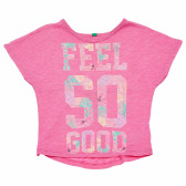 Bluză roz fără mâneci pentru fete Benetton 168607 