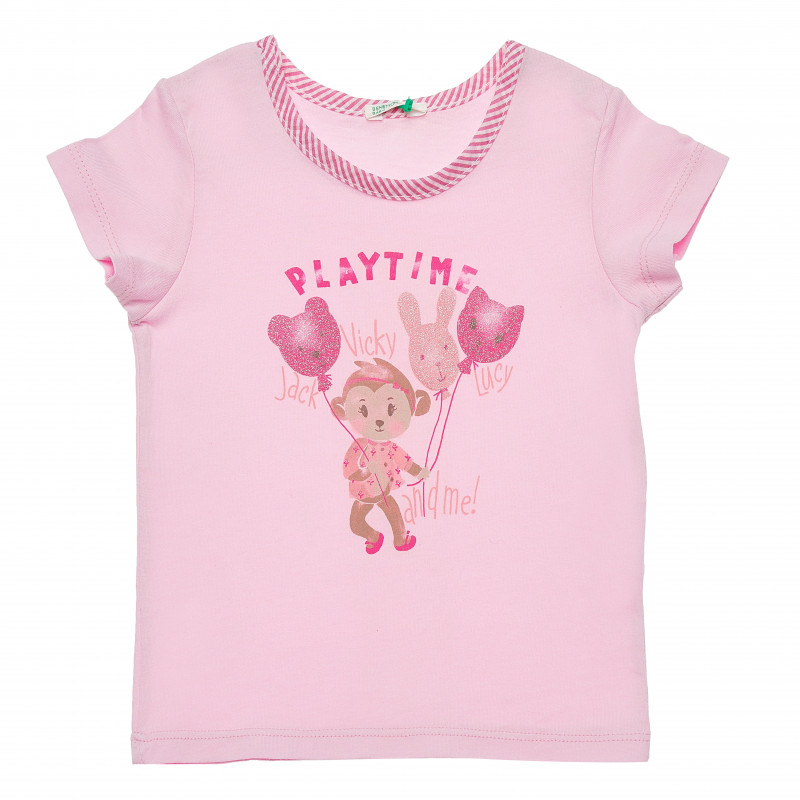 Tricou din bumbac pentru copii, în roz, model Playtime  168643