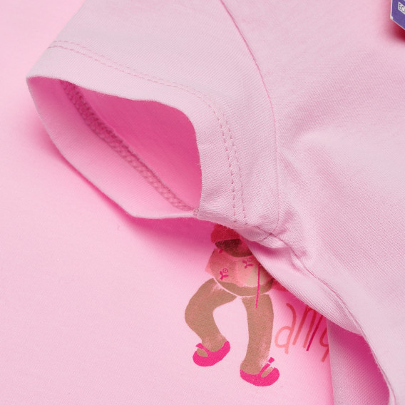 Tricou din bumbac pentru copii, în roz, model Playtime Benetton 168645 3