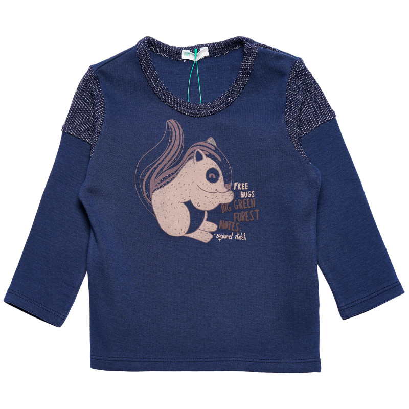 Bluză cu mâneci lungi, în albastru, pentru o fată, model veverița  168703