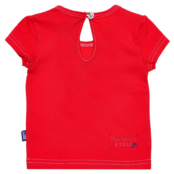 Tricou de bumbac pentru fete, roșu cu cusături albe Original Marines 168726 4