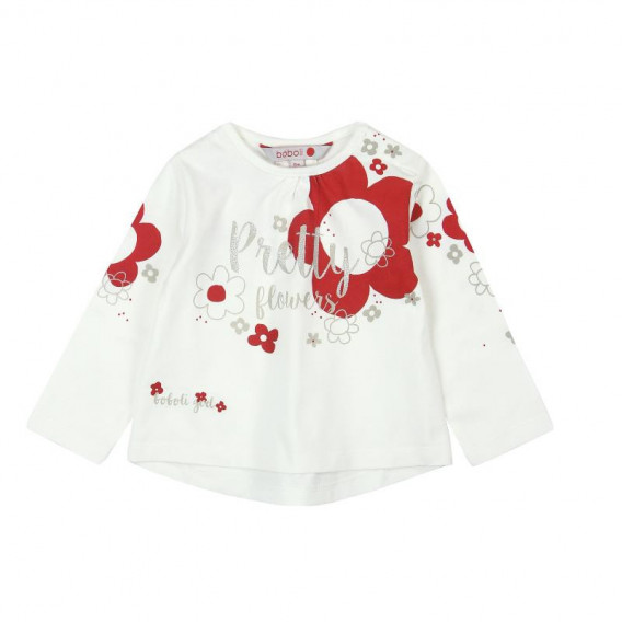 Bluză din bumbac cu imprimeu floral, cu mânecă lungă, pentru fete Boboli 169 