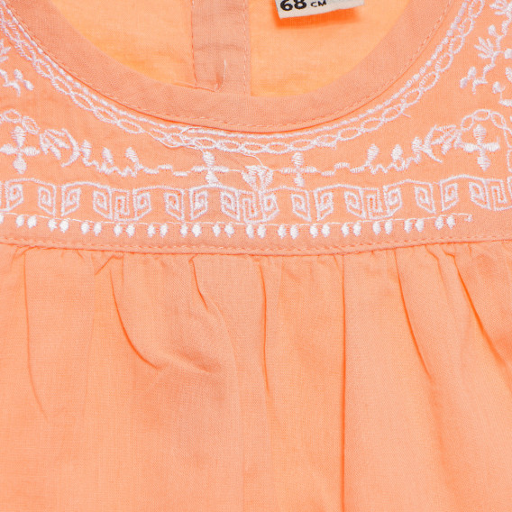 Rochie din bumbac cu mâneci lungi pentru fetițe, portocalie Tape a l'oeil 170775 2