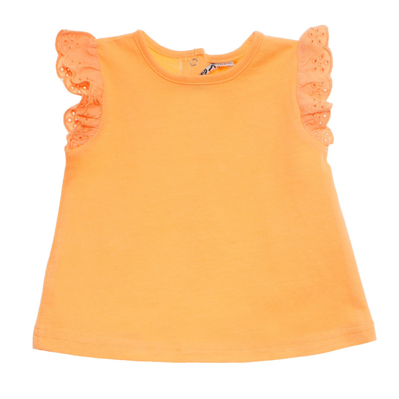 Rochie din bumbac cu mâneci scurte pentru fetițe, portocalie  171010