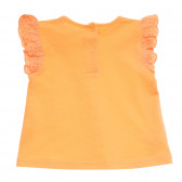 Rochie din bumbac cu mâneci scurte pentru fetițe, portocalie Tape a l'oeil 171013 4