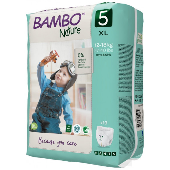 Scutece chiloțel ecologice de unică folosință Bambo Nature, mărimea 5 XL, 12-18 kg, 19 buc. Bambo Nature 171184 3