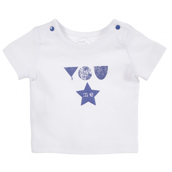 Bluză din bumbac, albă cu imprimeu albastru, pentru băieței Tape a l'oeil 171349 