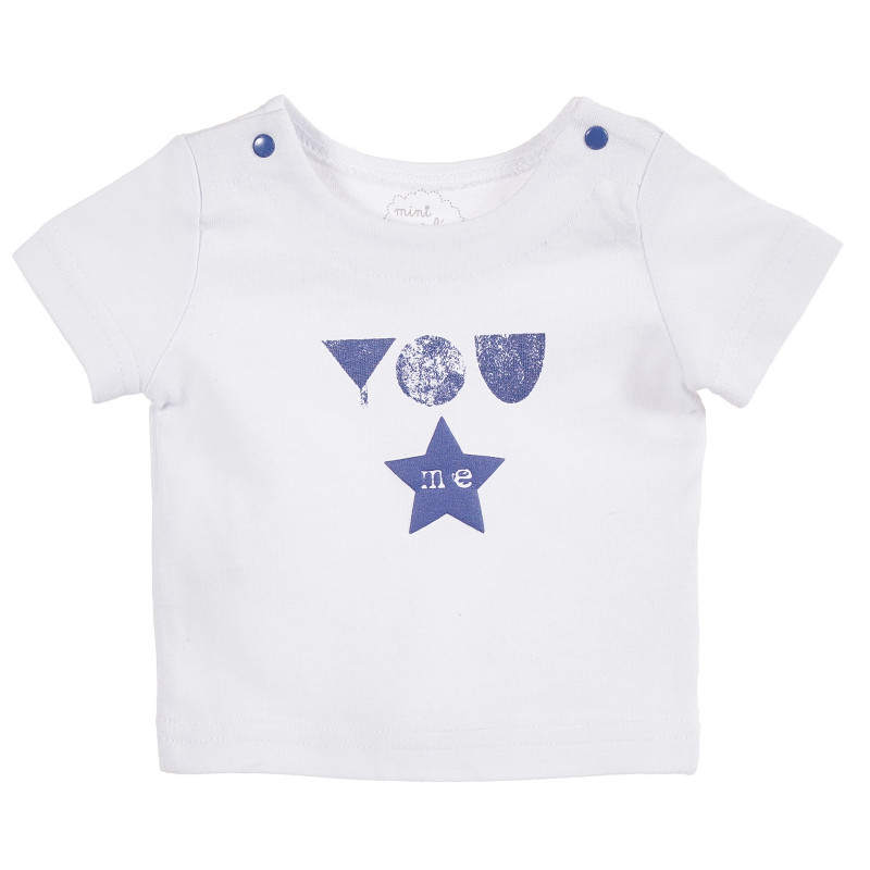 Bluză din bumbac, albă cu imprimeu albastru, pentru băieței  171349